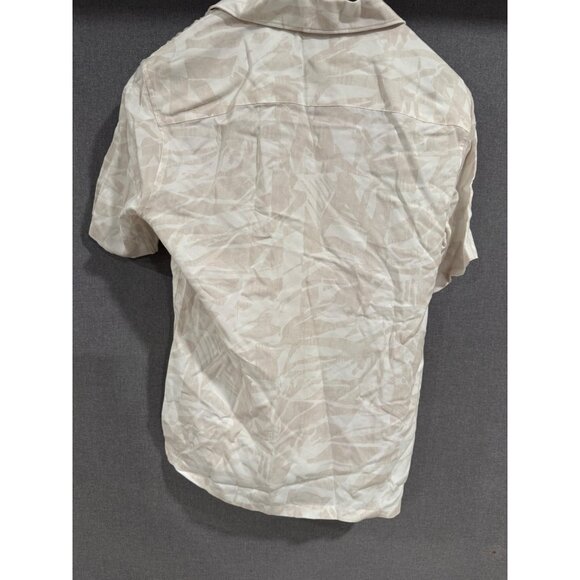 Theory Irving SS Shirt XS Sand Multi Abstract Palm Print Lightweight - Picture 2 of 6